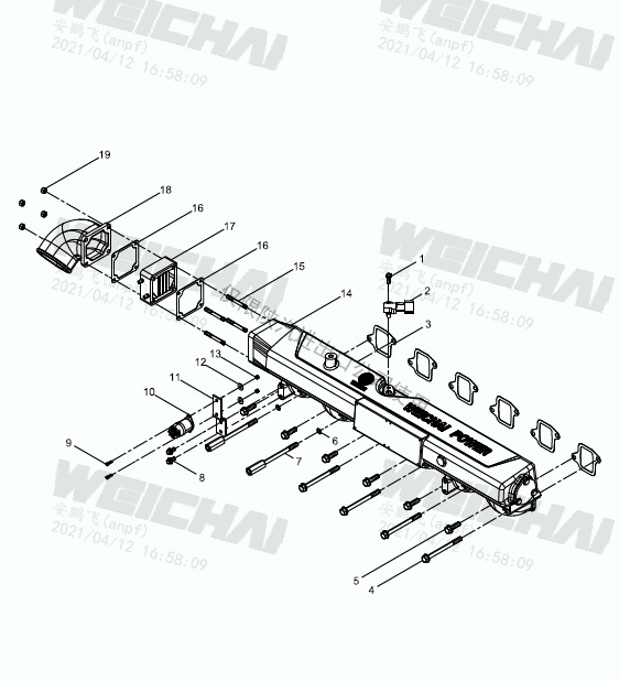 Патрубок впускного коллектора WP13 612600117167